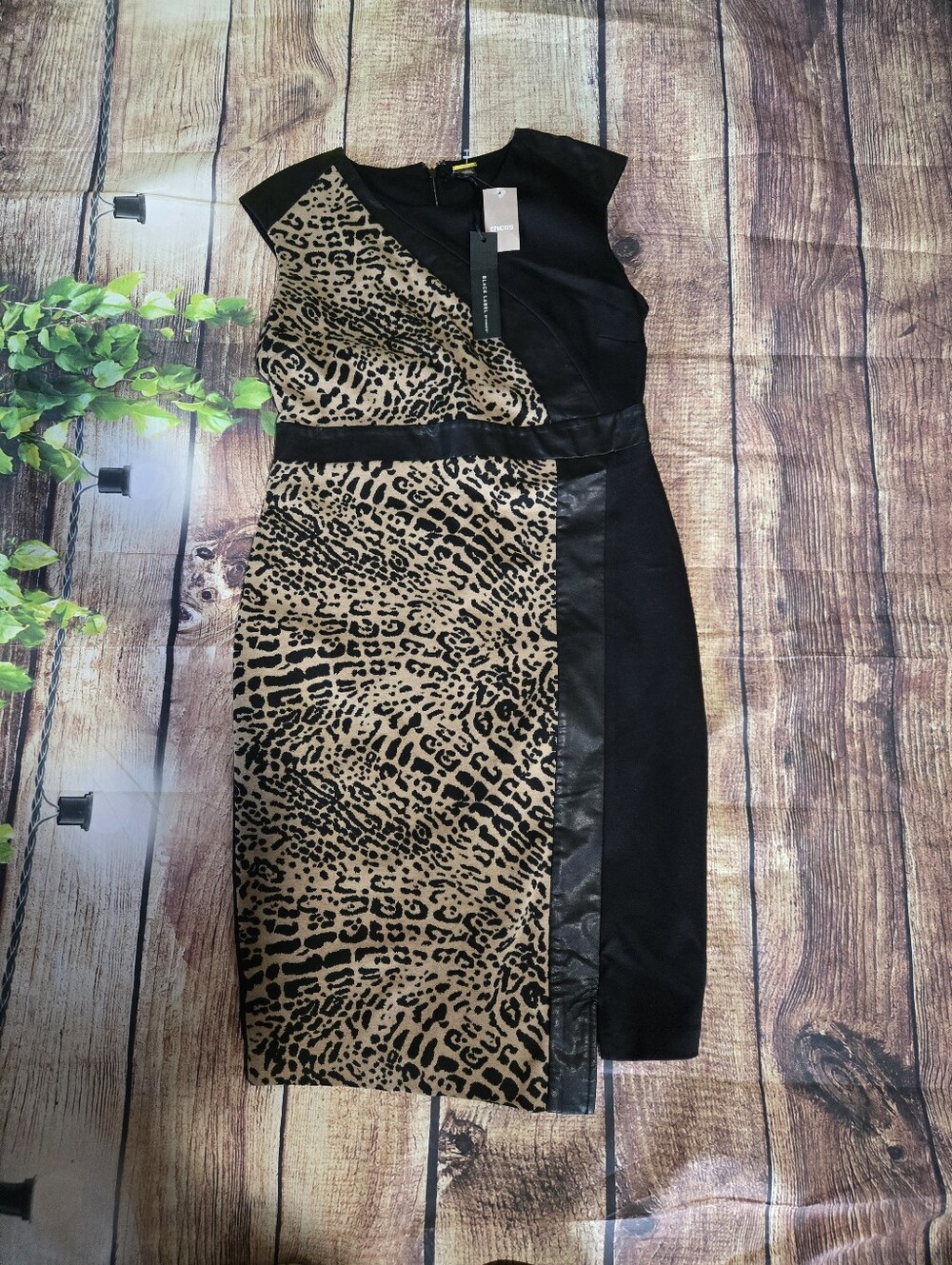 Black and Tan Animal Print Sheath Dress
